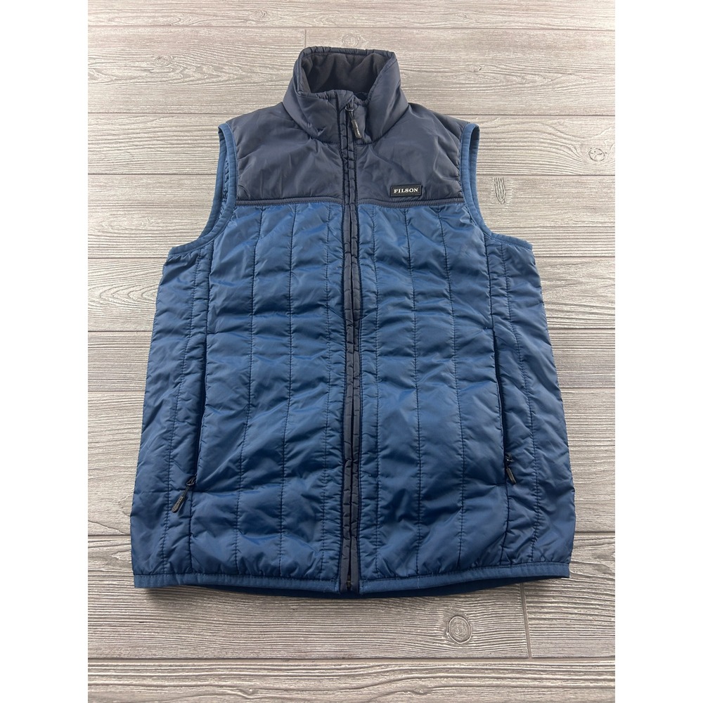 Filson Ultralight Vest Mens Small Blue Navy Quilted Insulated Full Zip 20114887